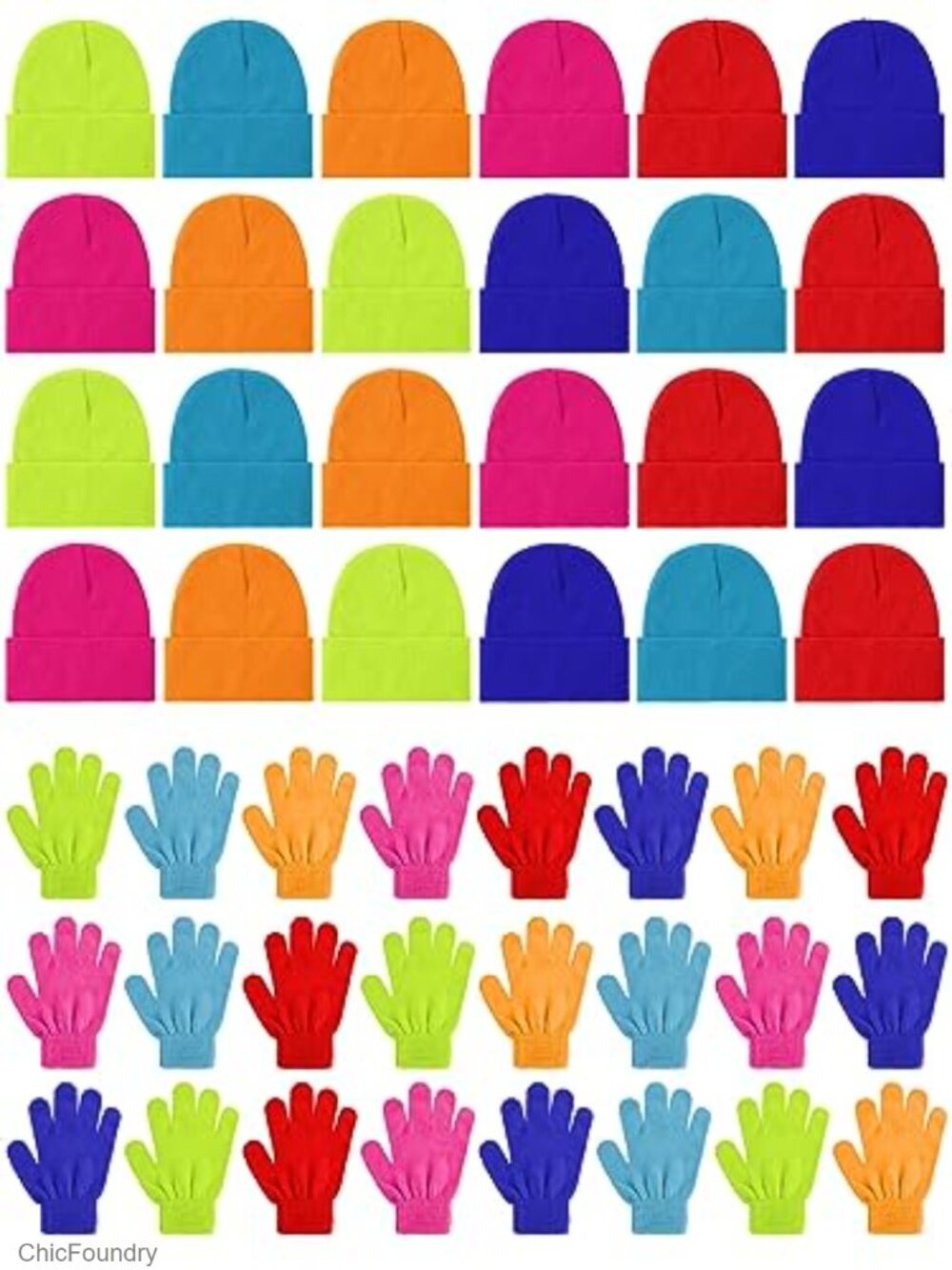 Kids Winter Beanie and Gloves Set Knit Skull Cap Mittens Cold Weather